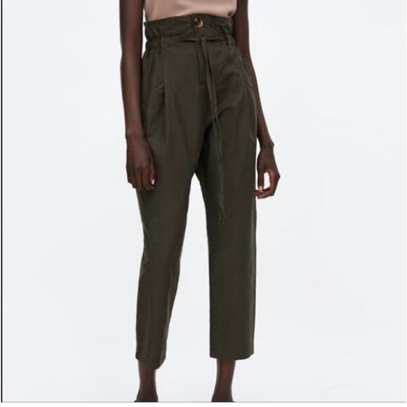 Zara Paperbag Linen‎ Pants - Picture 1 of 7